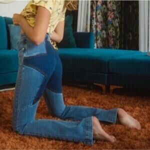 Revice Denim Venus Star Flare Jeans Boho Two Tone Special Edition Womens Sz 25